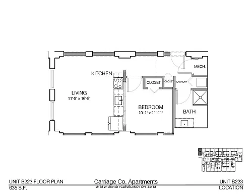 Floor plan c1-635 - 1 bed, 1 bath