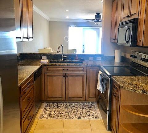 Eat-in kitchen with gorgeous water views.
