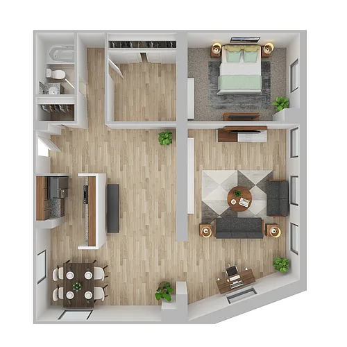 Floor plan 1 Bedroom - 1 Bath