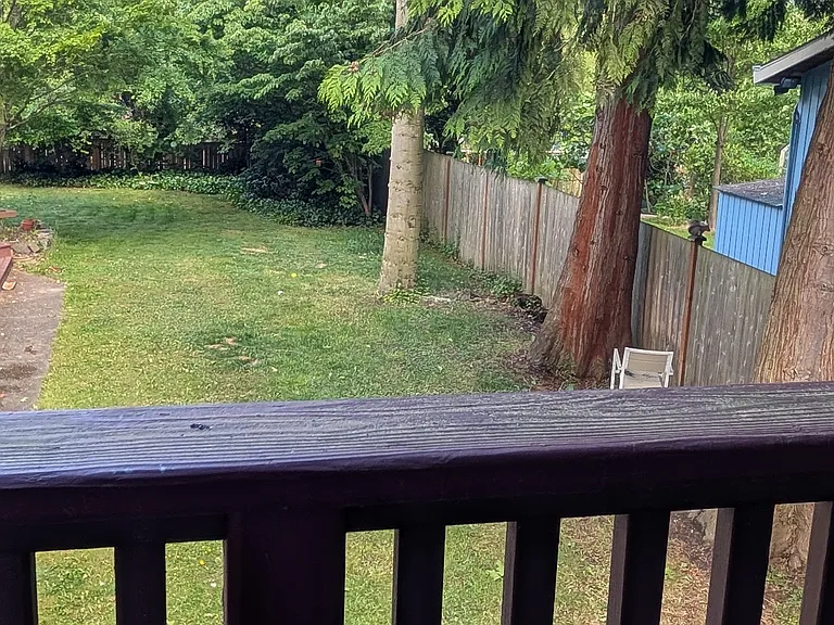 View of shared backyard from your private deck