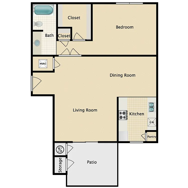 Floor plan 1 Bed 1 Bath