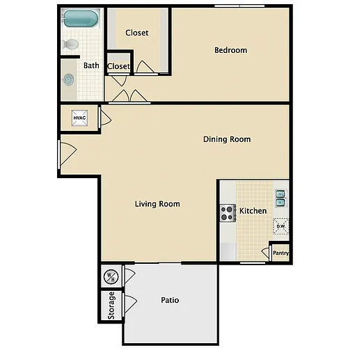Floor plan 1 Bed 1 Bath