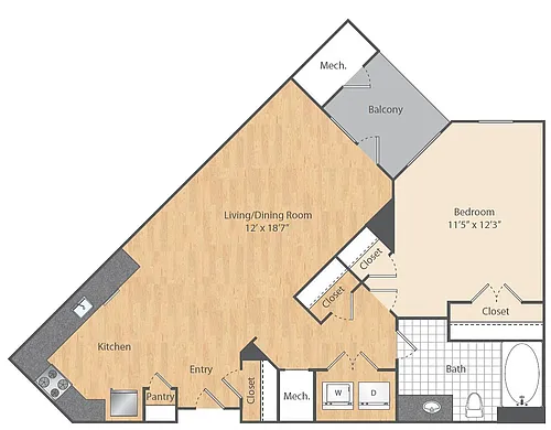Floor plan 1 Bed/1 Bath-A8