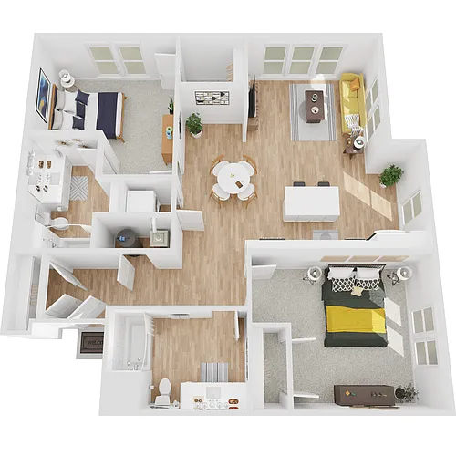 Floor plan B1 | 2 Bed | 2 Bath