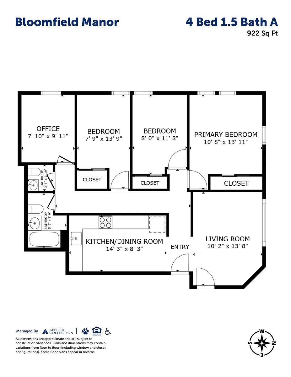 Floor plan 4 Bed 1.5 Bath A