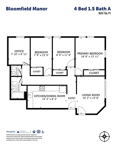 Floor plan 4 Bed 1.5 Bath A