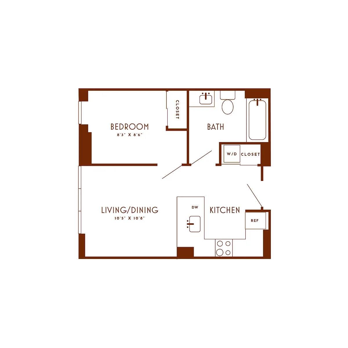 Floor plan 1 Bed/1 Bath-B1