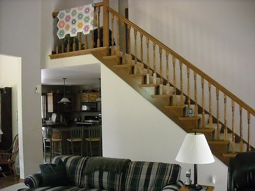Stairs leading up from living room