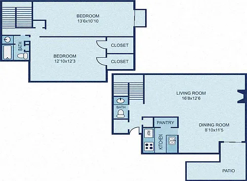 Floor plan B3 - 2BR Townhome