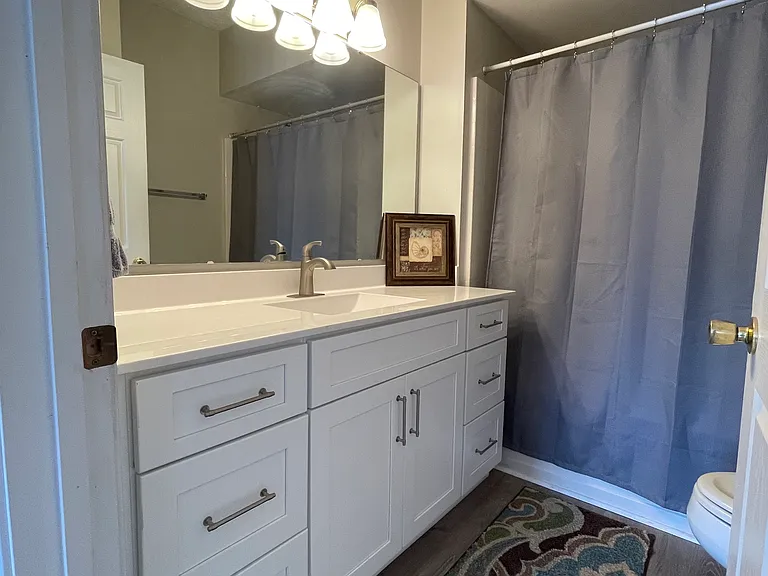 Jetted oversized tub in master bathroom