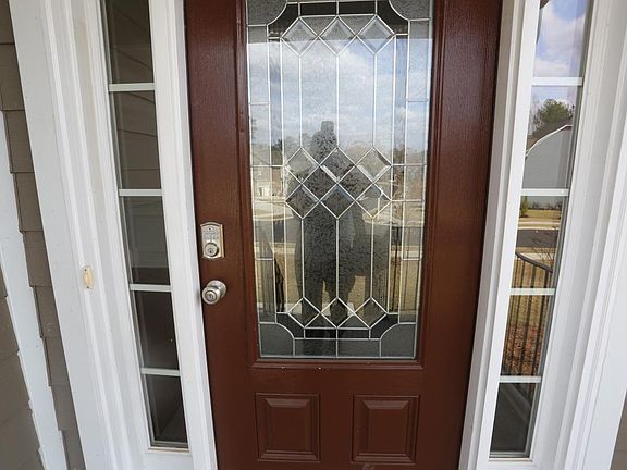 Designer stained glass door with new keypad lock