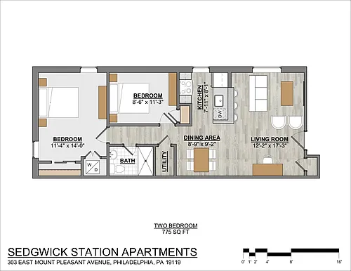 Floor plan 2 Bed | 1 Bath