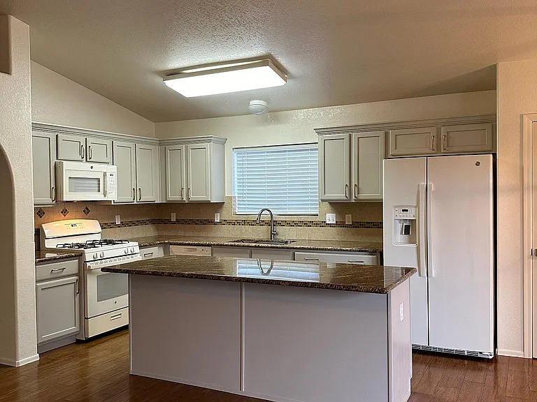 kitchen with refinished cabinets