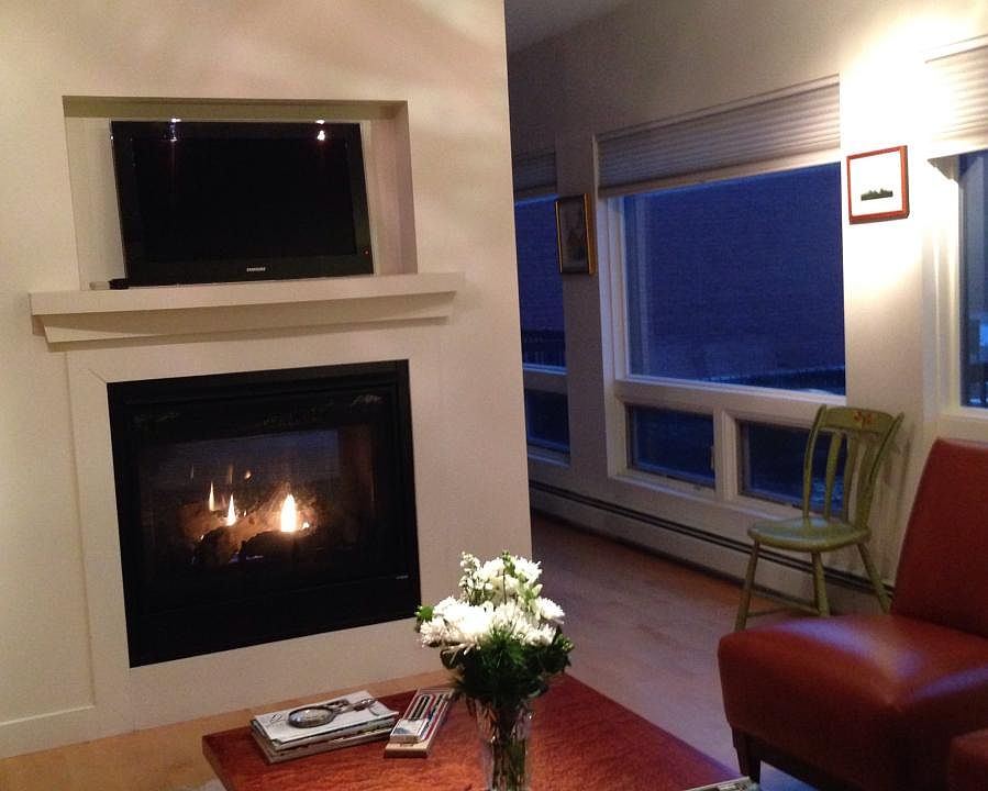 Beautifully furnished living area with fireplace