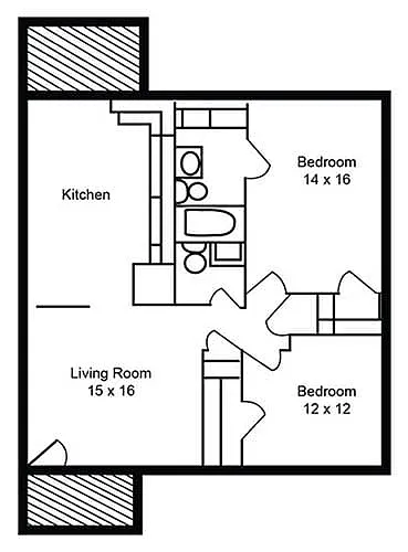 Floor plan 2 Bedroom 1.5 Bath