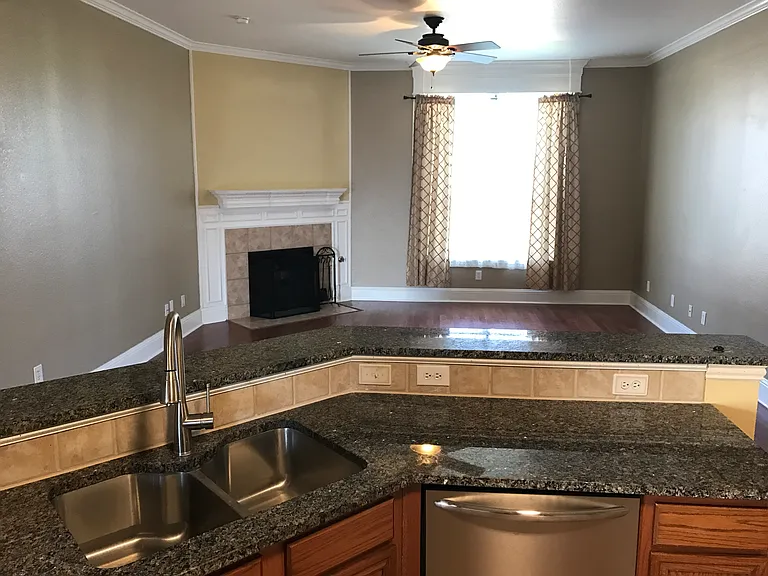 Kitchen view into family room