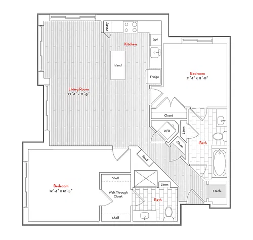 Floor plan 2 Bed 2 Bath-2-B3