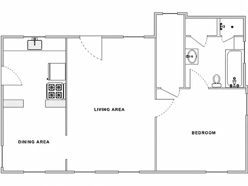 Floor plan 1 Bed / 1 Bath: Type B