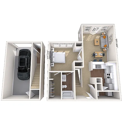 Floor plan Traditional 1x1 840 SF
