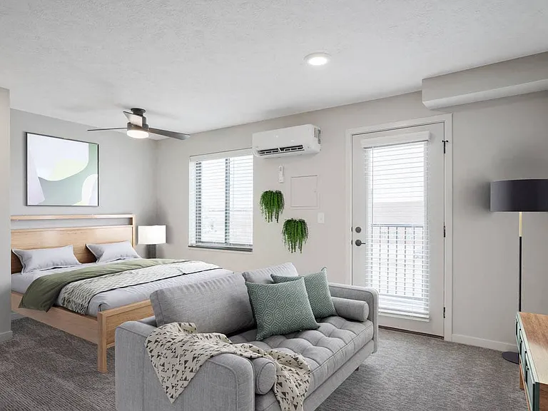 Our Hummingbird studio can easily be arranged with separate spaces for living and sleeping.