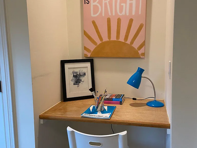 Built-in desk area.