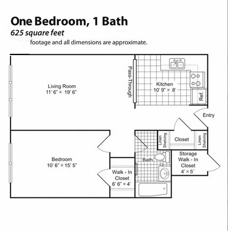 Floor plan Renovated 1 Bedroom