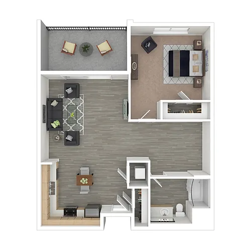 Floor plan 1 Bed 1 Bath B