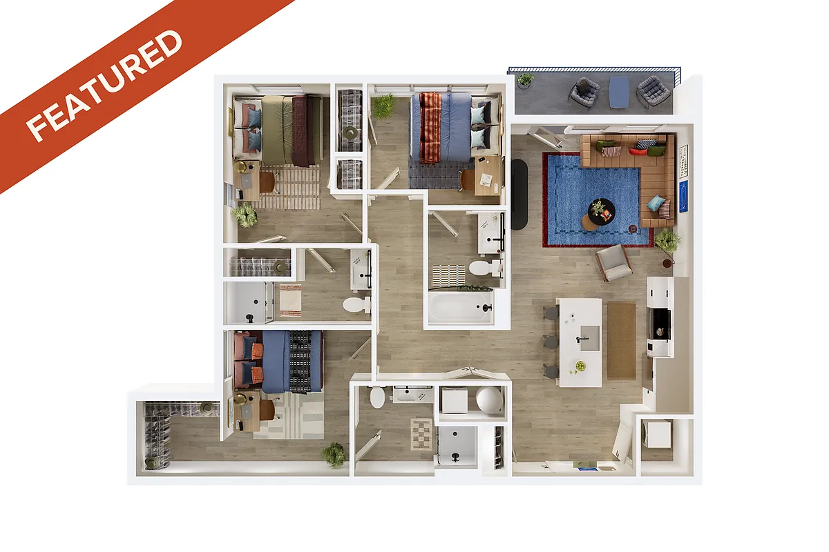 Floor plan 3BR/3BA - D4