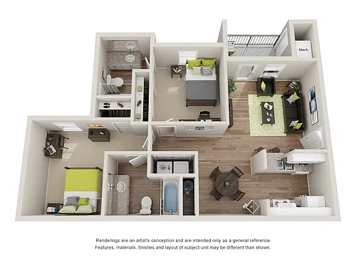 Floor plan 2 Bed 2 Bath Emerald