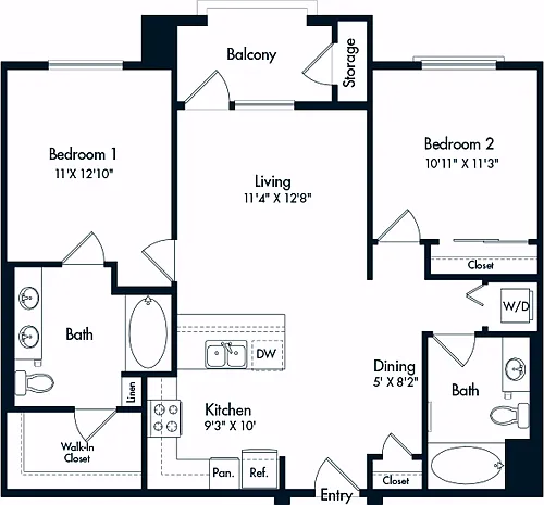 Floor plan 2 Bed- E01