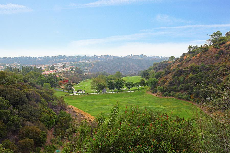 golf course + LA city view