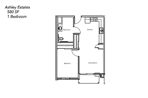 Floor plan One Bedroom Handicap Accessible