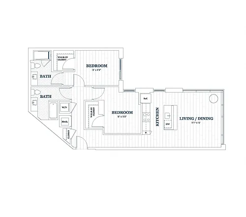 Floor plan 2 Bedroom - 2 Bath | b14