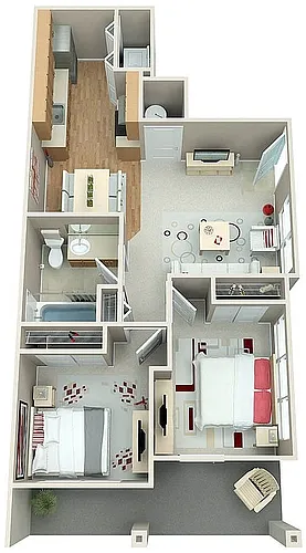 Floor plan 2 Bed/1 Bath