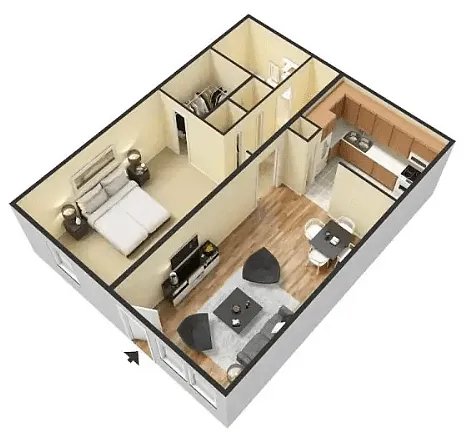 Floor plan 1 Bedroom 1 Bathroom Upgrade