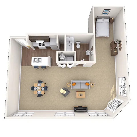 Floor plan Studio 0x1 950 SF