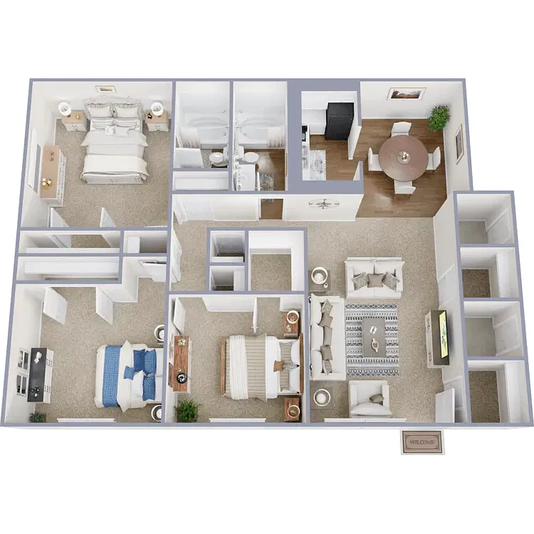 Floor plan 3 Bedroom 2 Bath Classic