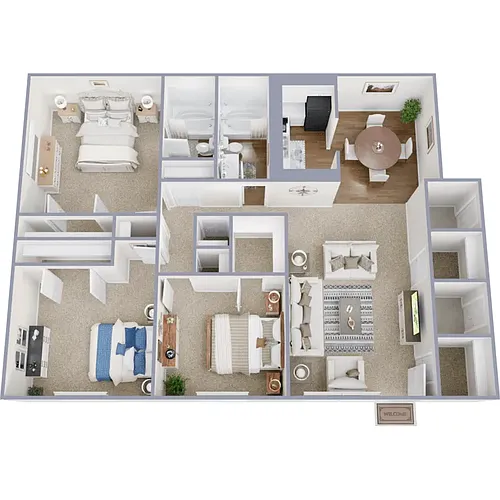 Floor plan 3 Bedroom 2 Bath Classic