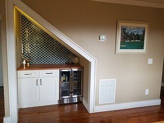 lower level bar with wine fridge