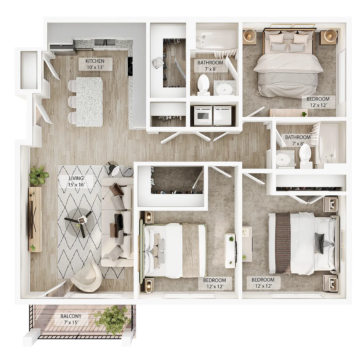 Floor plan 3 BR - Aspen Overlook