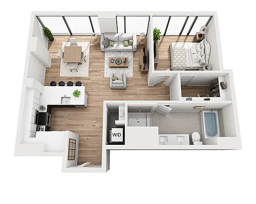 Floor plan One Bedroom A1E