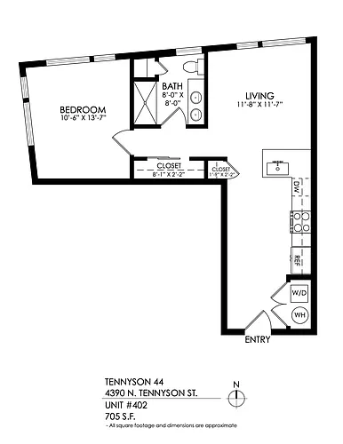 Floor plan 1 Bedroom, 1 Bath