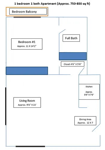 Floor plan One Bedroom Apartment