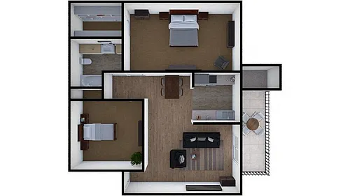 Floor plan Two Bedroom One Bath