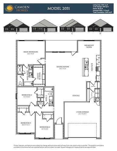 Floor plan 4 Bedrooms and 2 bathrooms