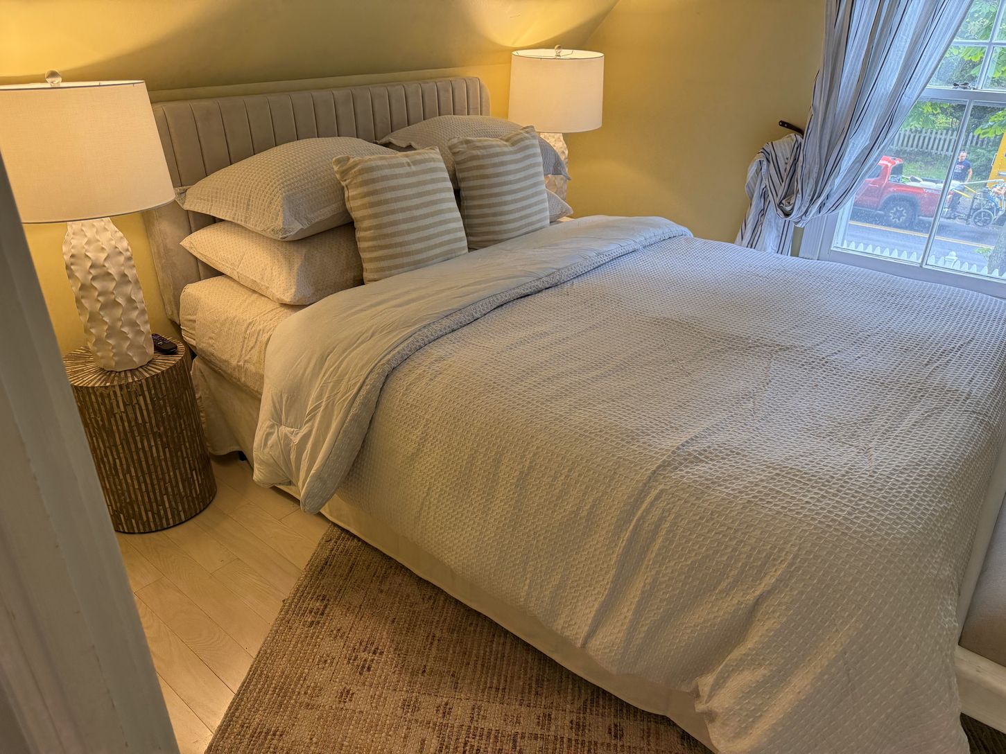  Guest one with queen bedding and SMART TV