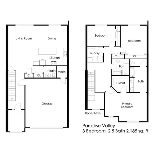Floor plan 3 Bed / 2.5 Bath 2185 sq ft