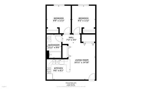 Floor plan 2Bed-1Bath