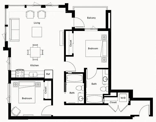 Floor plan 2 Bed/2 Bath-A2