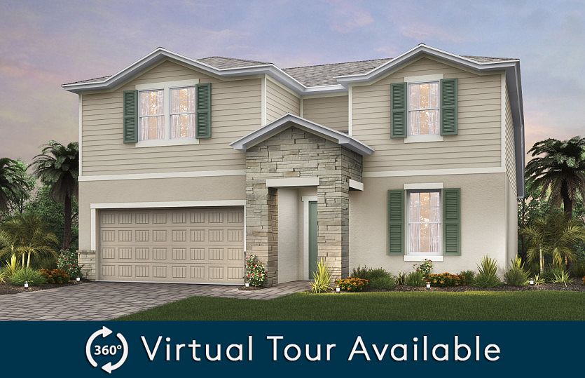 The Citrus Grove, a two-story home with a 2 car garage, shown as Home Exterior FM2A